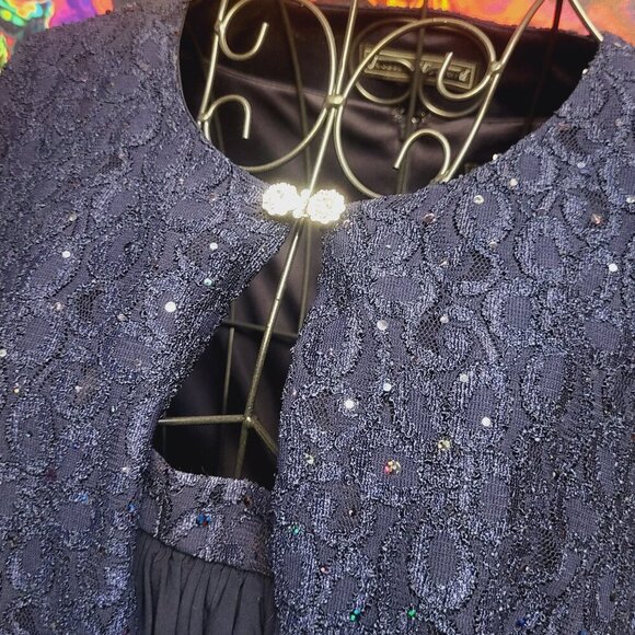 Jessica Howard ~ Sz  M/L?  ~ Navy Blue ~ Formal Dress and Jacket Set ~ NWOT - Picture 3 of 7